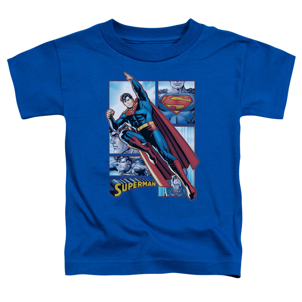Justice League Superman Panels Toddler Kids Youth T Shirt Royal Blue Officially Licensed