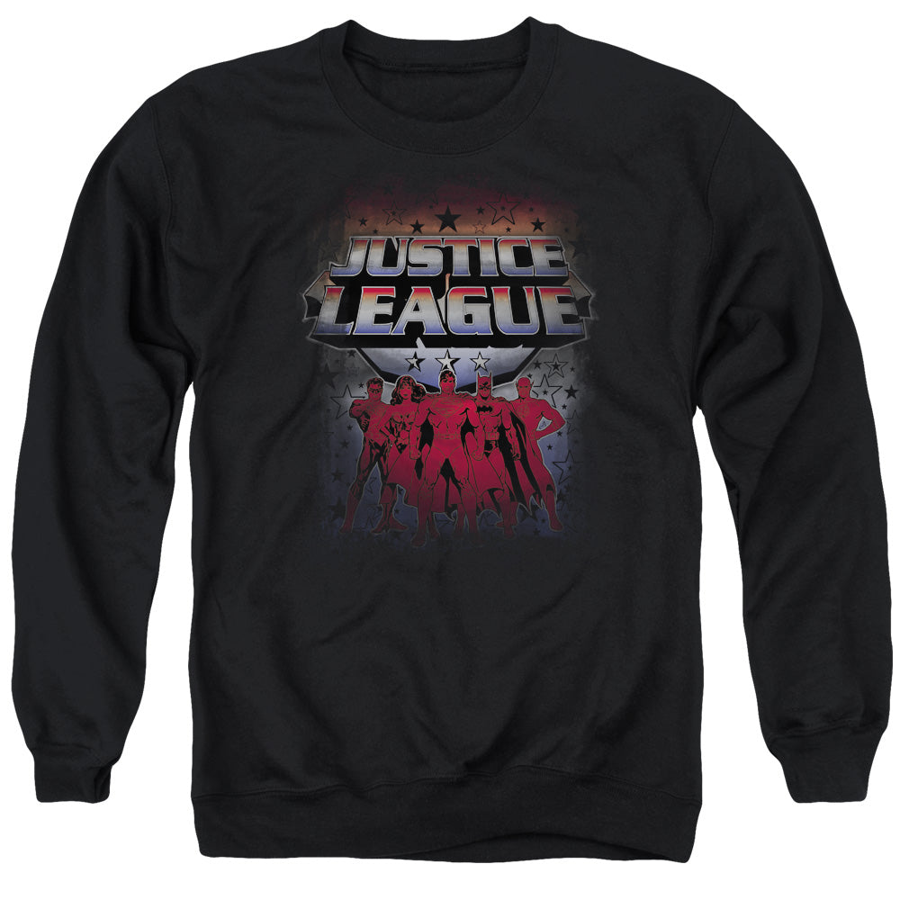 Justice League Star League Mens Crewneck Sweatshirt Black Officially Licensed
