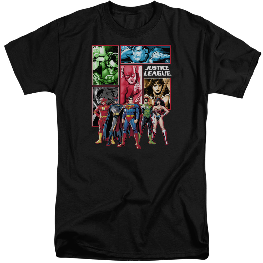 Justice League Of America Justice League Panels Mens Tall T Shirt Black Officially Licensed