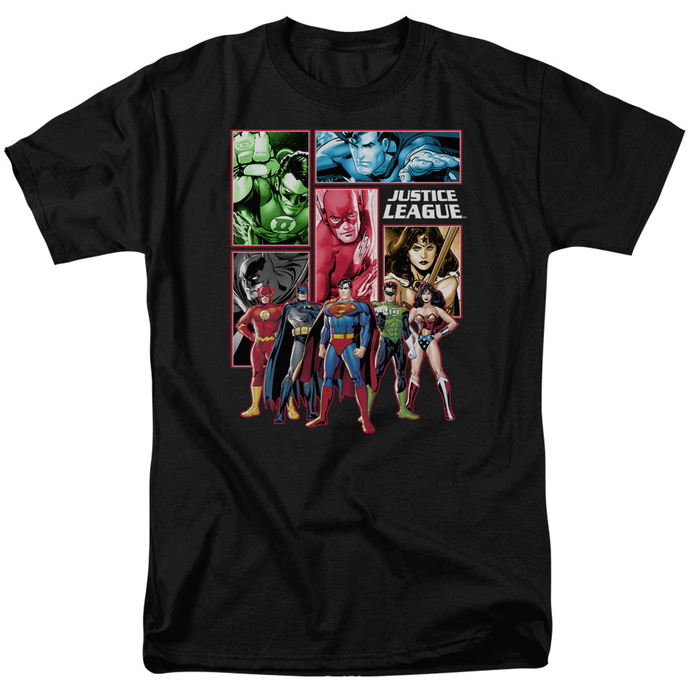 Justice League Of America Justice League Panels Mens T Shirt Black Officially Licensed