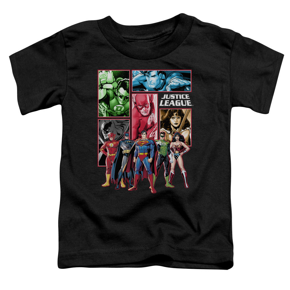 Justice League Justice League Panels Toddler Kids Youth T Shirt Black Officially Licensed