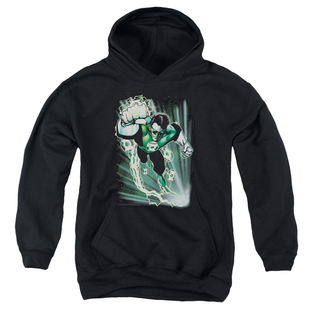 Justice League Emerald Energy Kids Youth Hoodie Black Officially Licensed