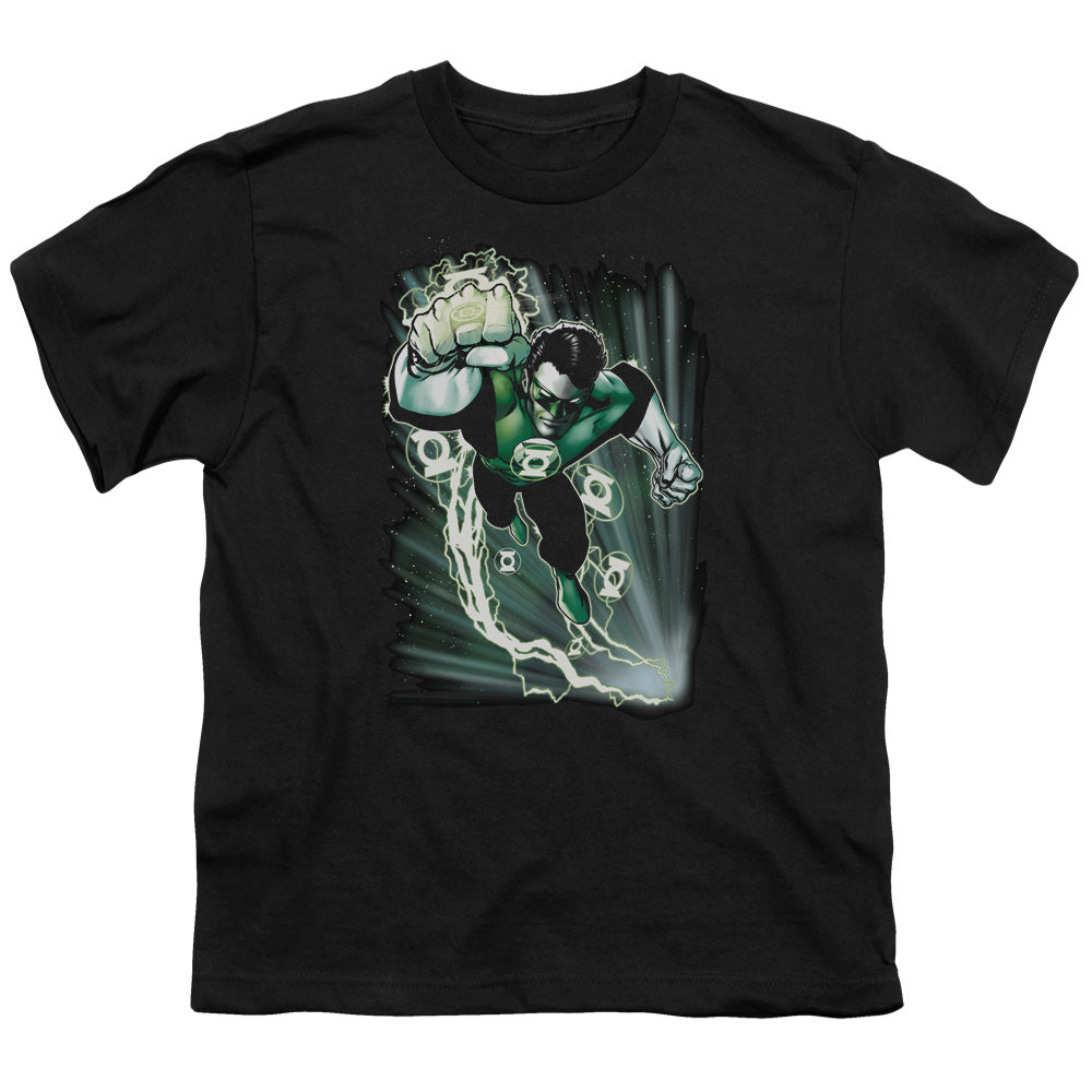 Justice League Emerald Energy Kids Youth T Shirt Black Officially Licensed
