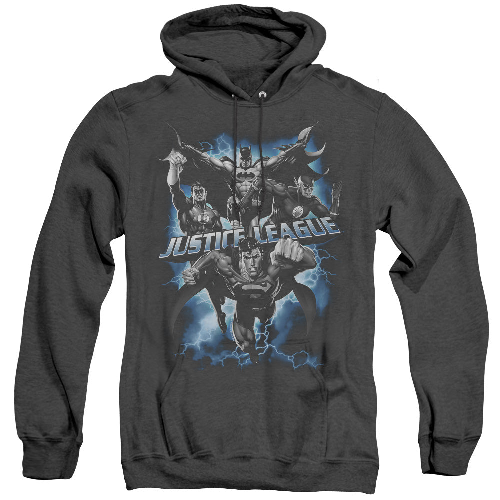 Justice League Justice Storm Heather Mens Hoodie Black Officially Licensed