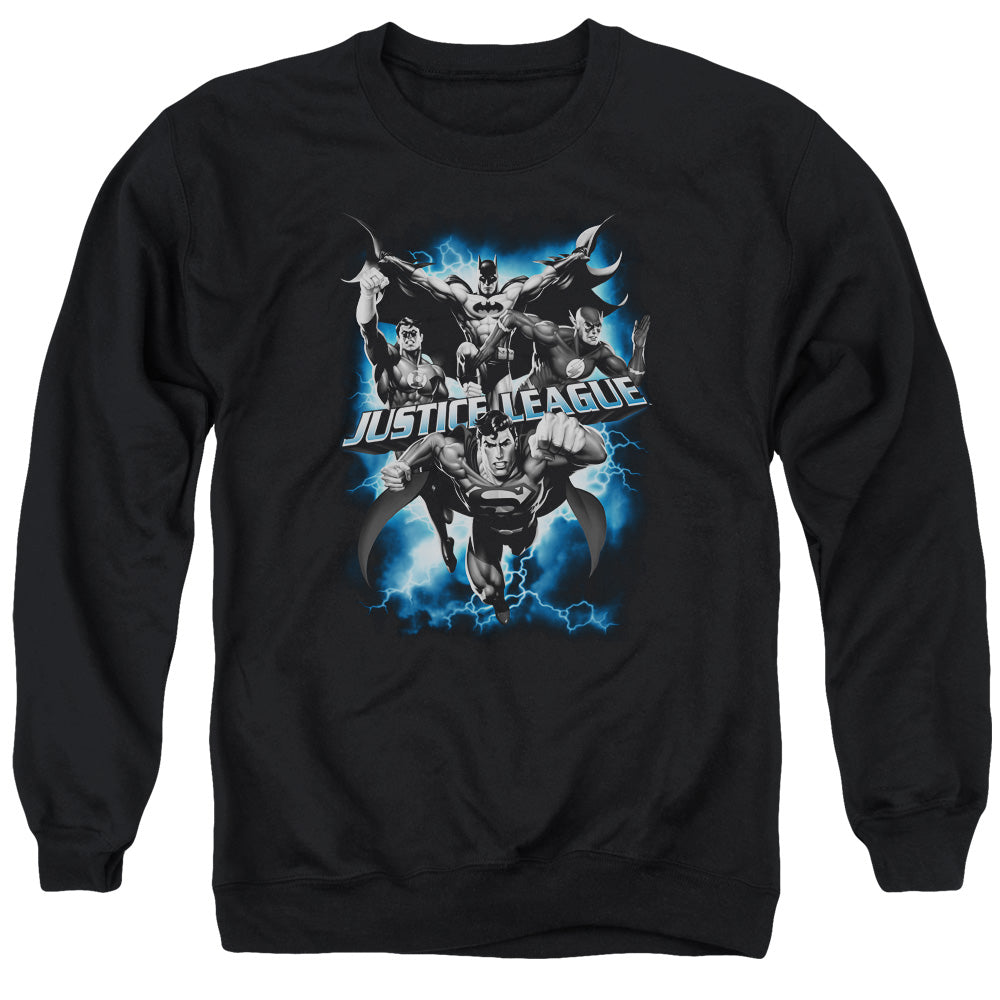Justice League Justice Storm Mens Crewneck Sweatshirt Black Officially Licensed