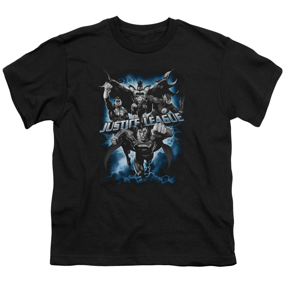 Justice League Justice Storm Kids Youth T Shirt Black Officially Licensed