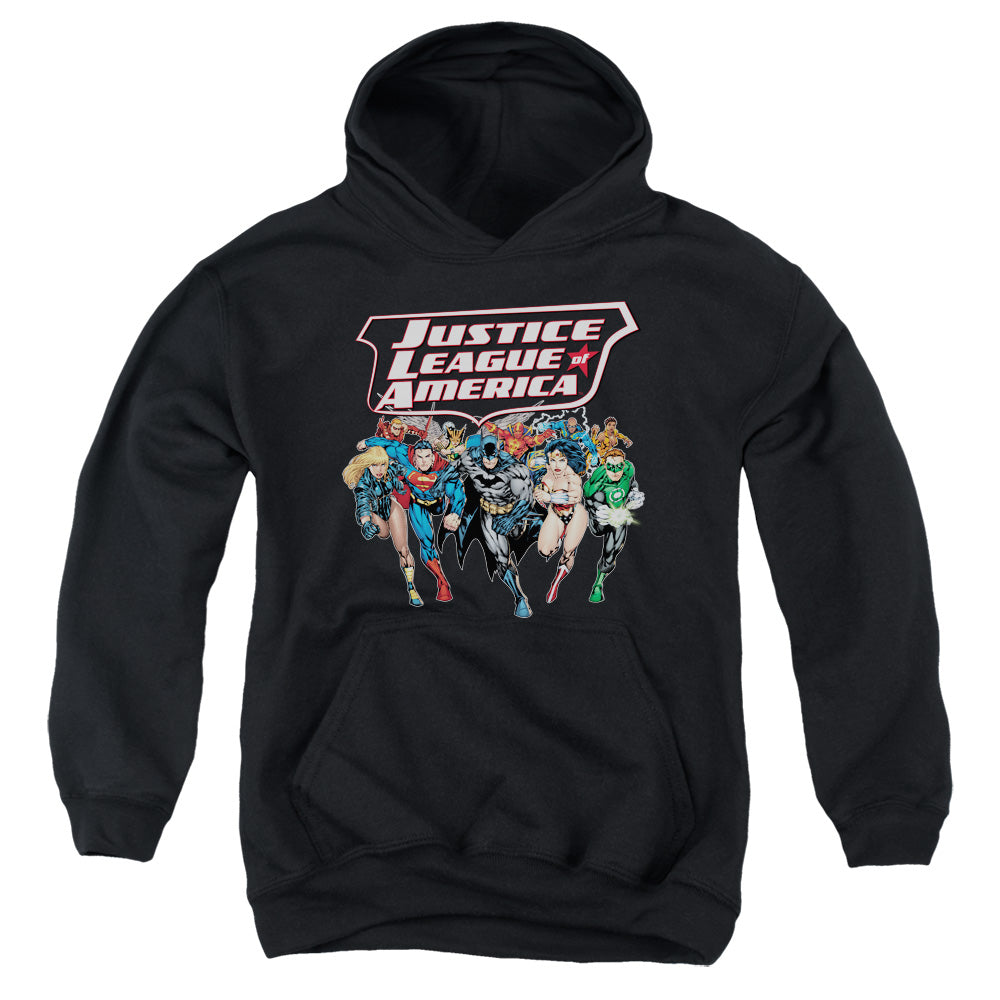 Justice League Charging Justice Kids Youth Hoodie Black Officially Licensed