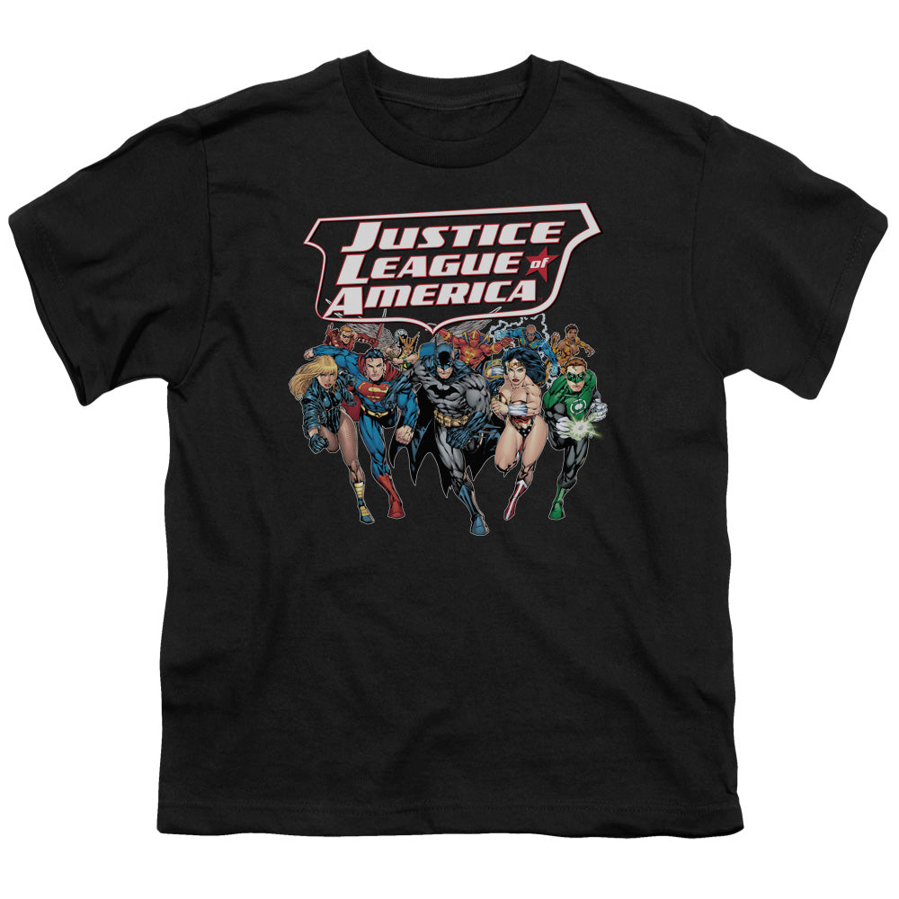Justice League Charging Justice Kids Youth T Shirt Black Officially Licensed