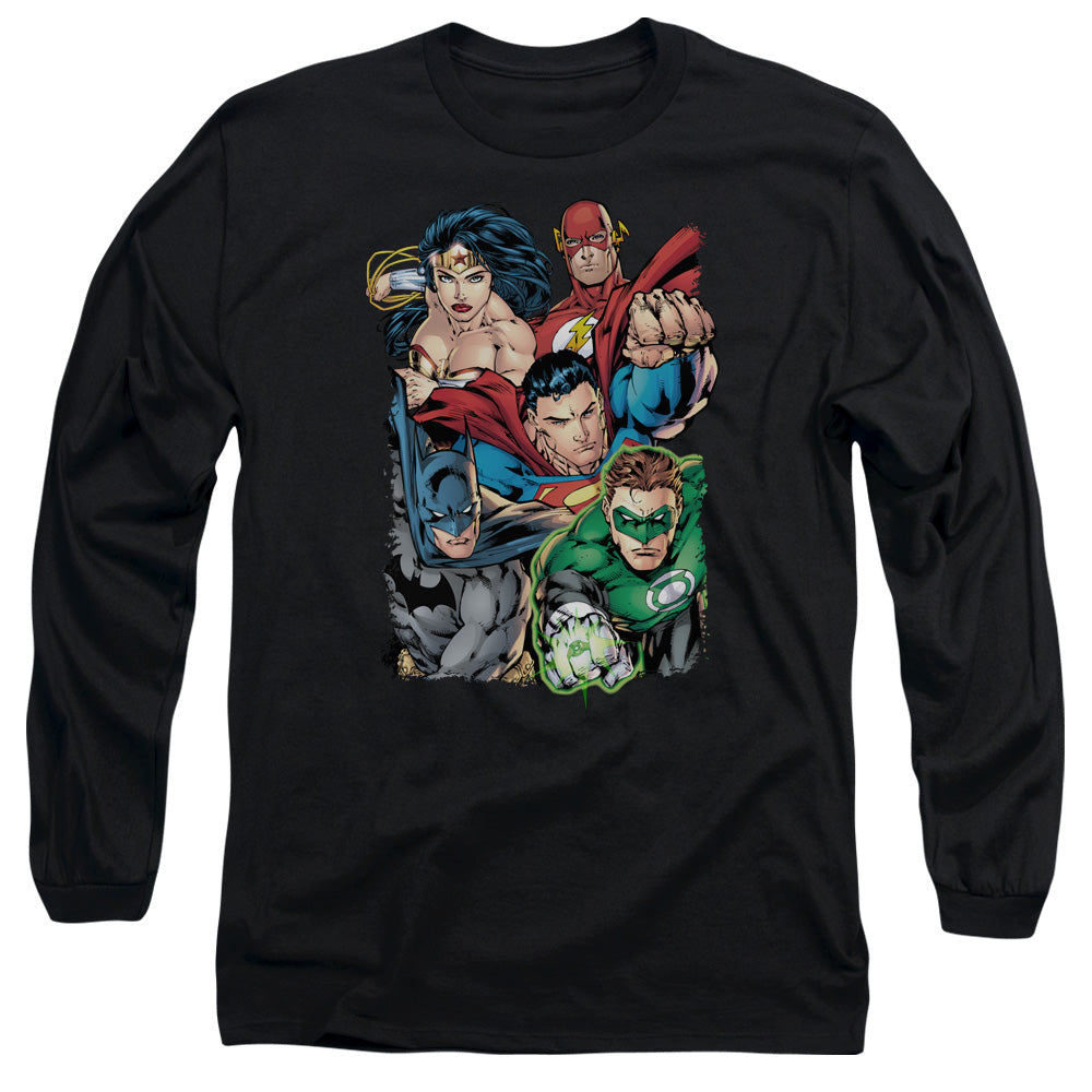 Justice League Break Free Mens Long Sleeve Shirt Black Officially Licensed