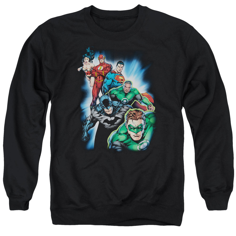 Justice League Heroes Unite Mens Crewneck Sweatshirt Black Officially Licensed