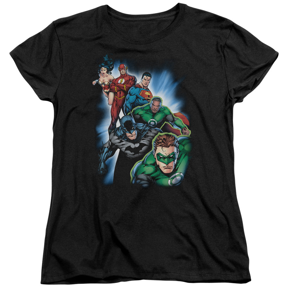 Justice League Heroes Unite Womens T Shirt Black Officially Licensed