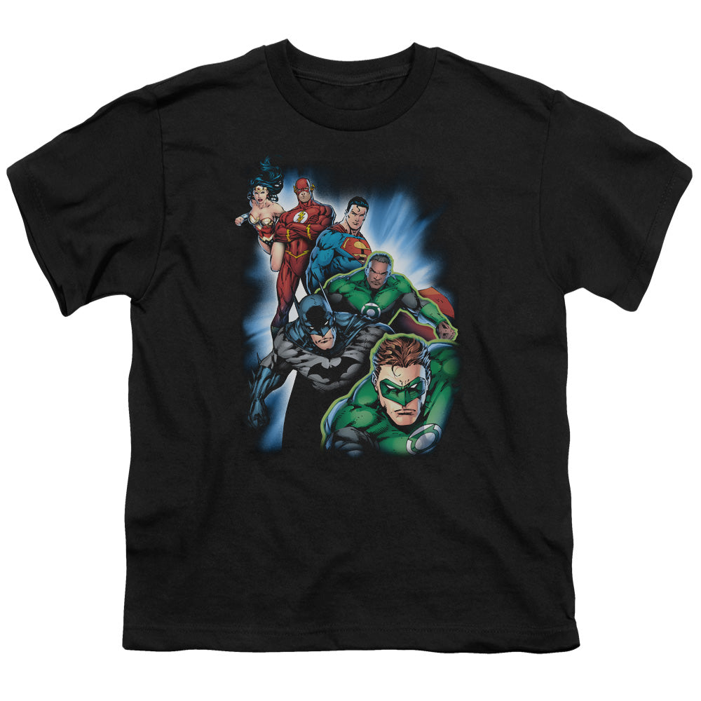 Justice League Heroes Unite Kids Youth T Shirt Black Officially Licensed