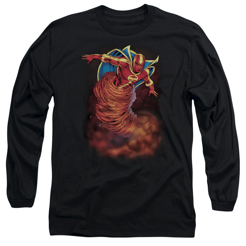 Justice League Tornado Cloud Mens Long Sleeve Shirt Black Officially Licensed