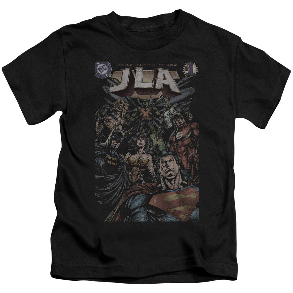 Justice League #1 Cover Juvenile Kids Youth T Shirt Black Officially Licensed
