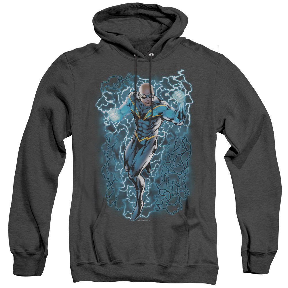 Justice League Of America Black Lightning Bolts Heather Mens Hoodie Black Officially Licensed