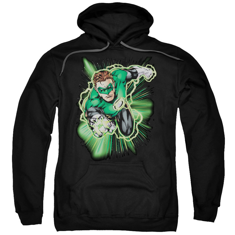 Justice League Green Lantern Energy Mens Hoodie Black Officially Licensed