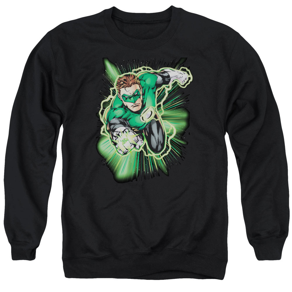 Justice League Of America Green Lantern Energy Mens Crewneck Sweatshirt Black Officially Licensed