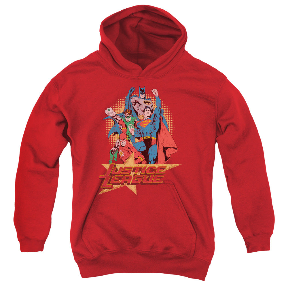 Justice League Raise Your Fist Kids Youth Hoodie Red Officially Licensed