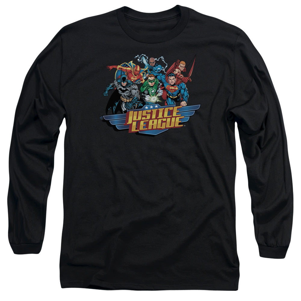 Justice League Ready to Fight Mens Long Sleeve Shirt Black Officially Licensed