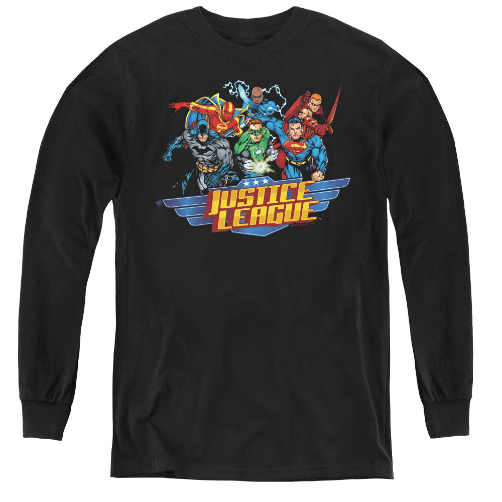 Justice League Ready to Fight Long Sleeve Kids Youth T Shirt Black Officially Licensed