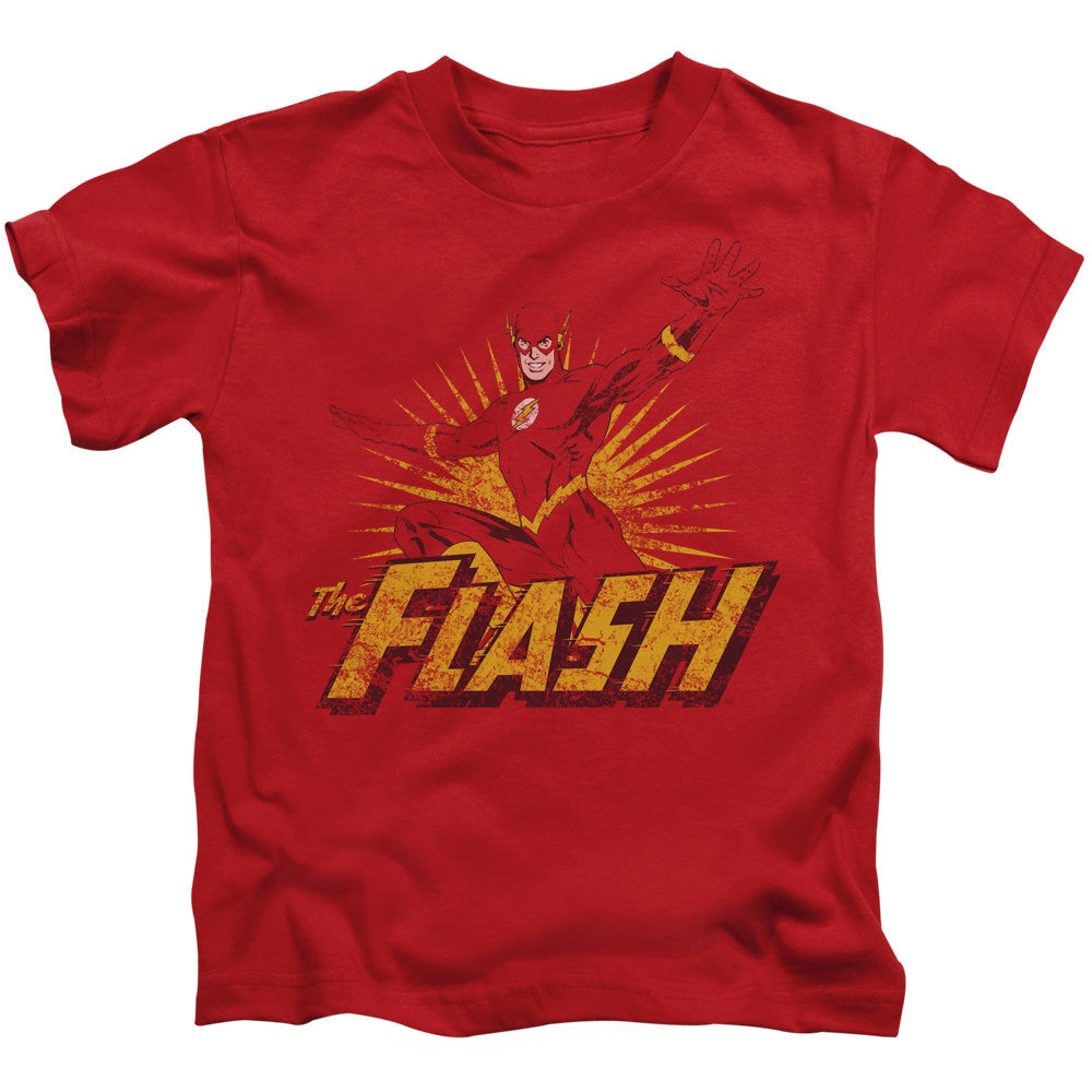 Justice League Flash Rough Distress Juvenile Kids Youth T Shirt Red Officially Licensed