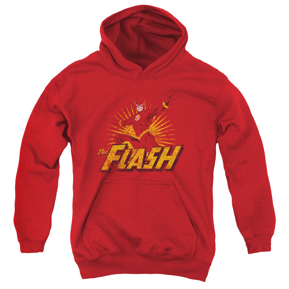 Justice League Flash Rough Distress Kids Youth Hoodie Red Officially Licensed