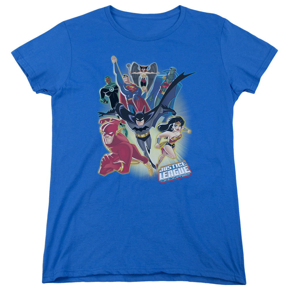 Justice League Unlimited Womens T Shirt Royal Blue Officially Licensed