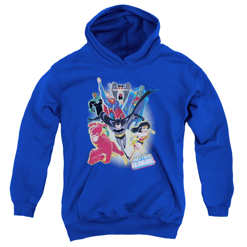 Justice League Unlimited Kids Youth Hoodie Royal Blue Officially Licensed