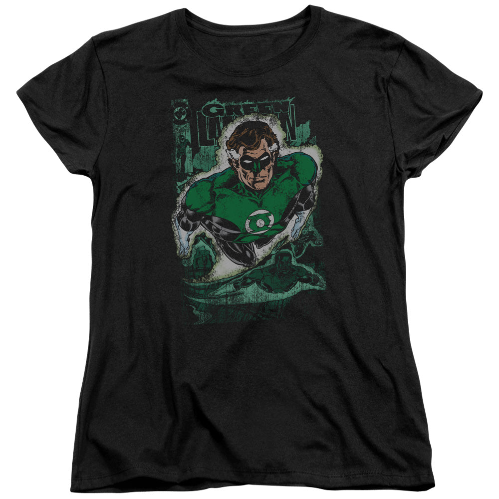 Justice League Green Lantern #1 Distress Womens T Shirt Black Officially Licensed