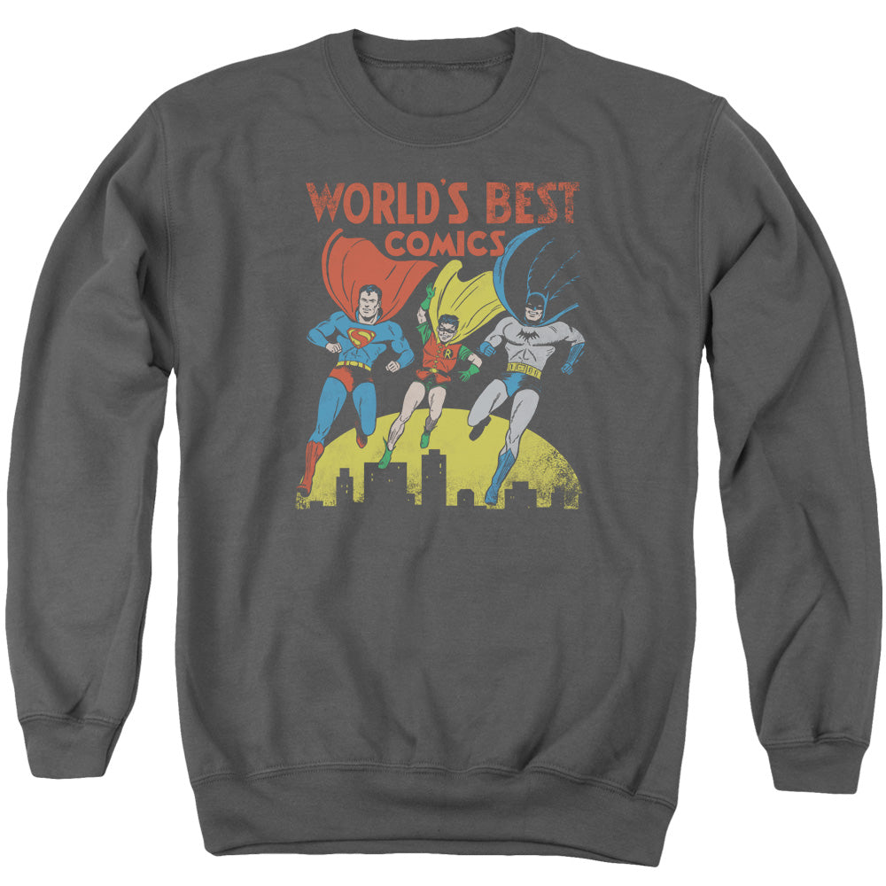 Justice League World's Best Mens Crewneck Sweatshirt Charcoal Officially Licensed