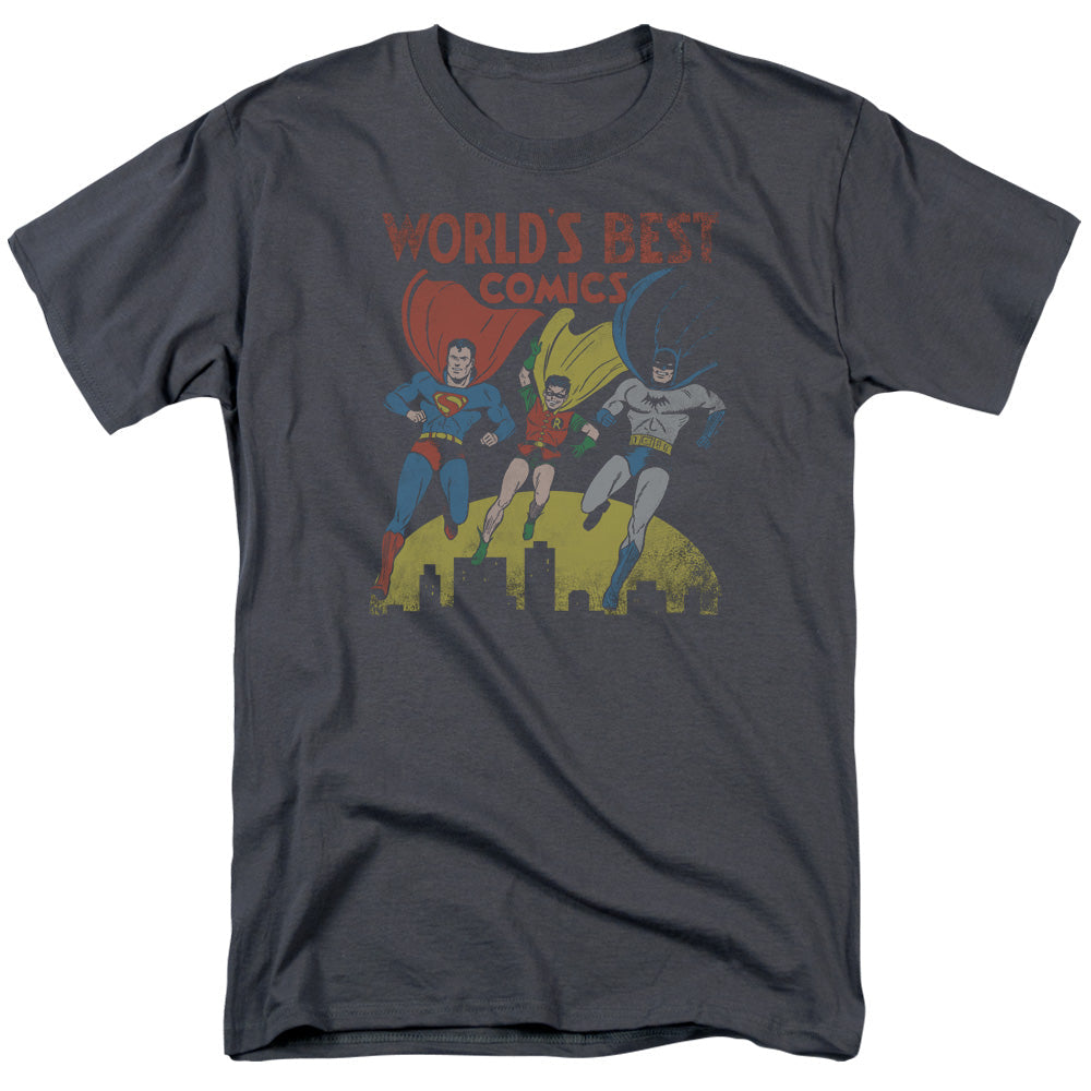 Justice League Of America Worlds Best Mens T Shirt Charcoal Officially Licensed