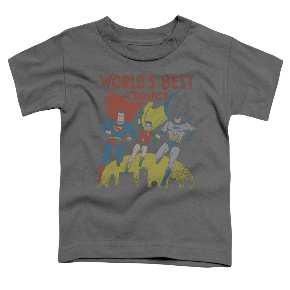 Justice League Worlds Best Toddler Kids Youth T Shirt Charcoal Officially Licensed