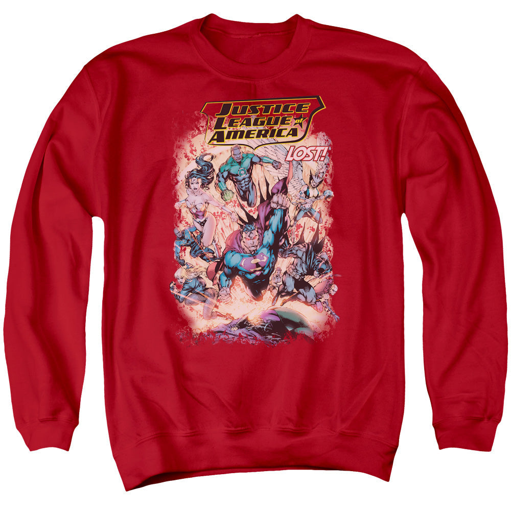 Justice League Of America Lost Mens Crewneck Sweatshirt Red Officially Licensed