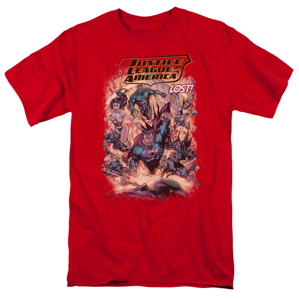Justice League Of America Lost Mens T Shirt Red Officially Licensed