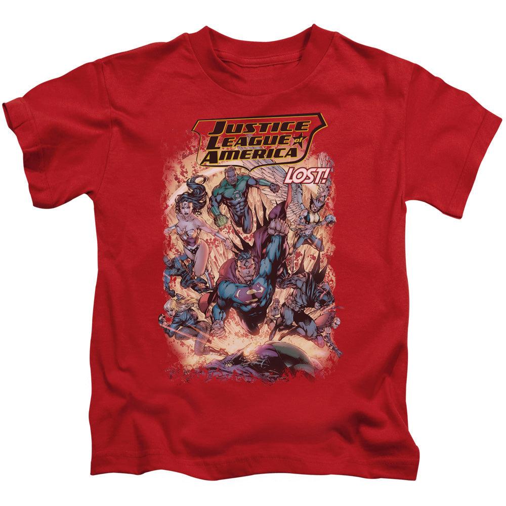 Justice League Lost Juvenile Kids Youth T Shirt Red Officially Licensed