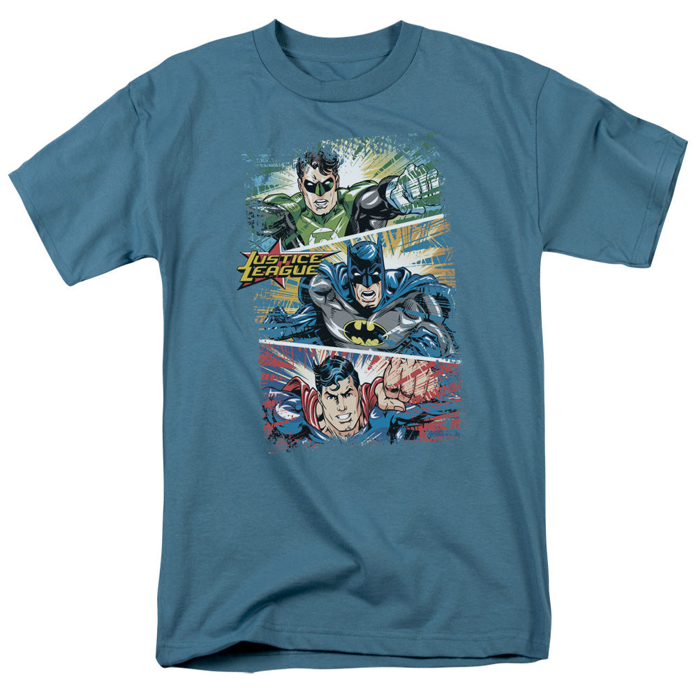 Justice League Of America Action Frames Mens T Shirt Slate Officially Licensed