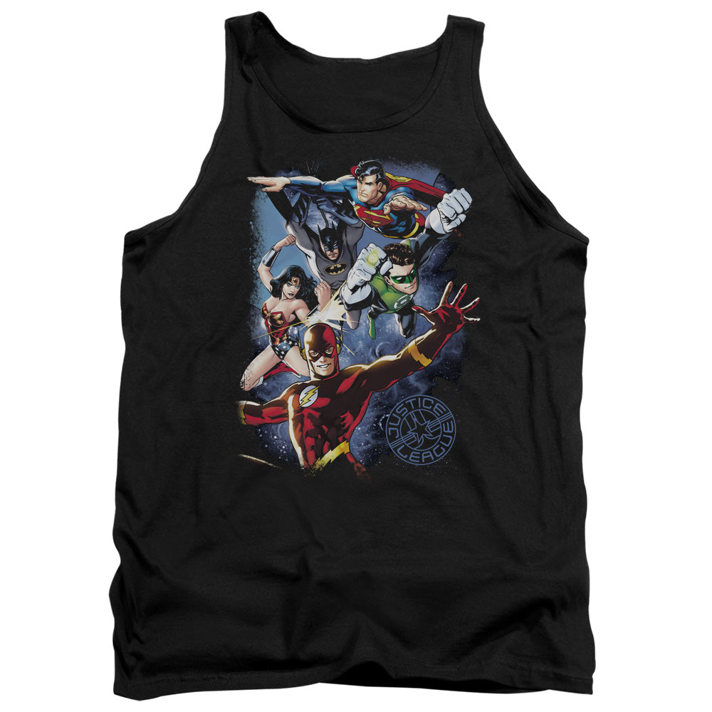 Justice League Galactic Attack Color Mens Tank Top Shirt Black Officially Licensed