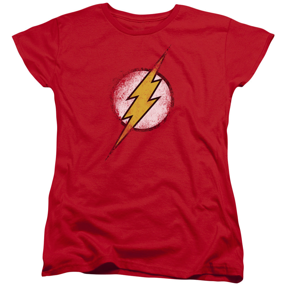 Justice League Destroyed Flash Logo Womens T Shirt Red Officially Licensed