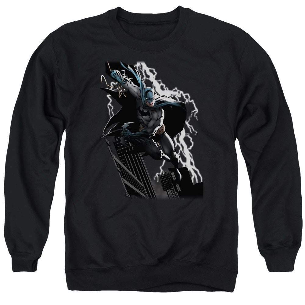 Justice League Of America Lighting Crashes Mens Crewneck Sweatshirt Black Officially Licensed