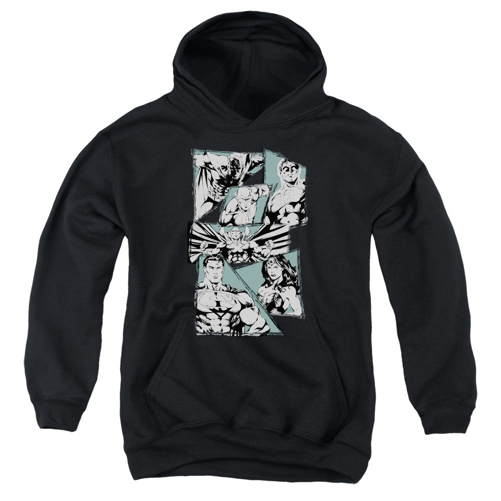 Justice League a Mighty League Kids Youth Hoodie Black Officially Licensed