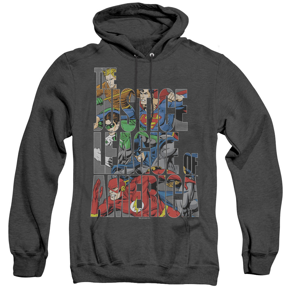 Justice League Lettered League Heather Mens Hoodie Black Officially Licensed