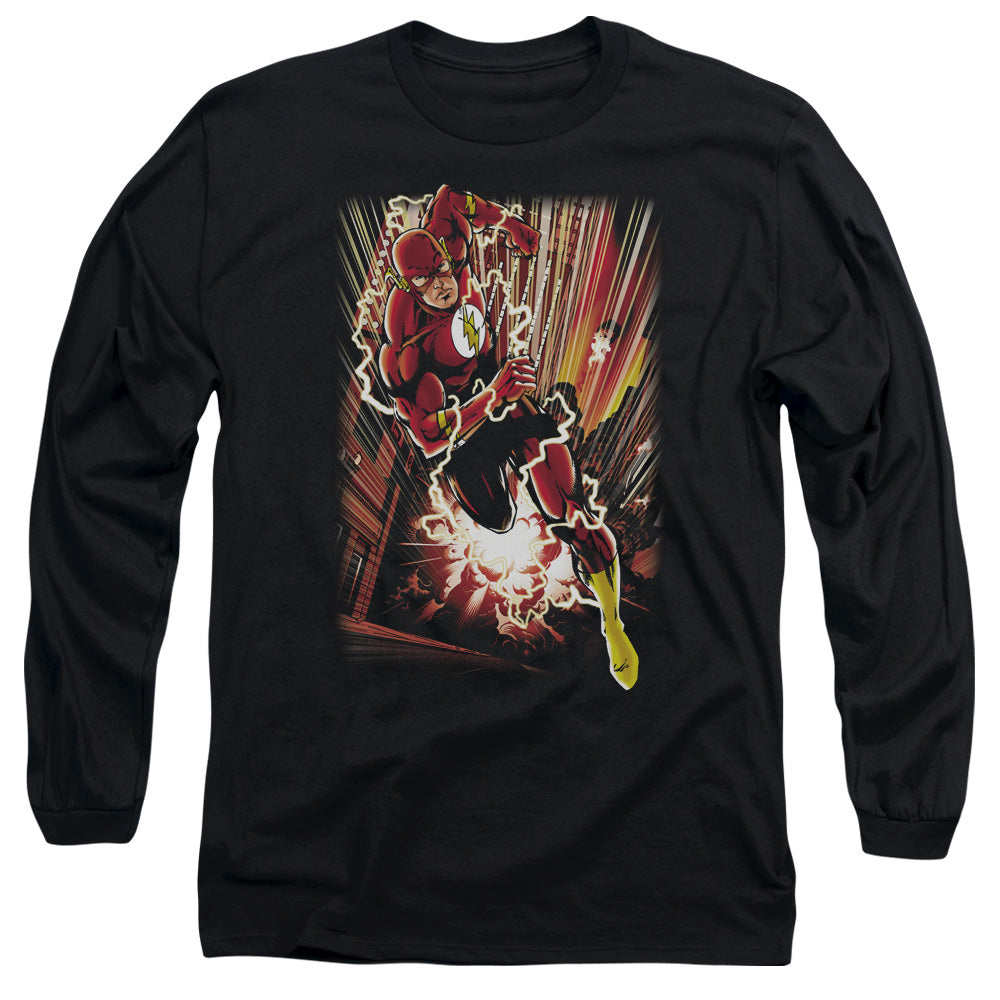 Justice League Street Speed Mens Long Sleeve Shirt Black Officially Licensed