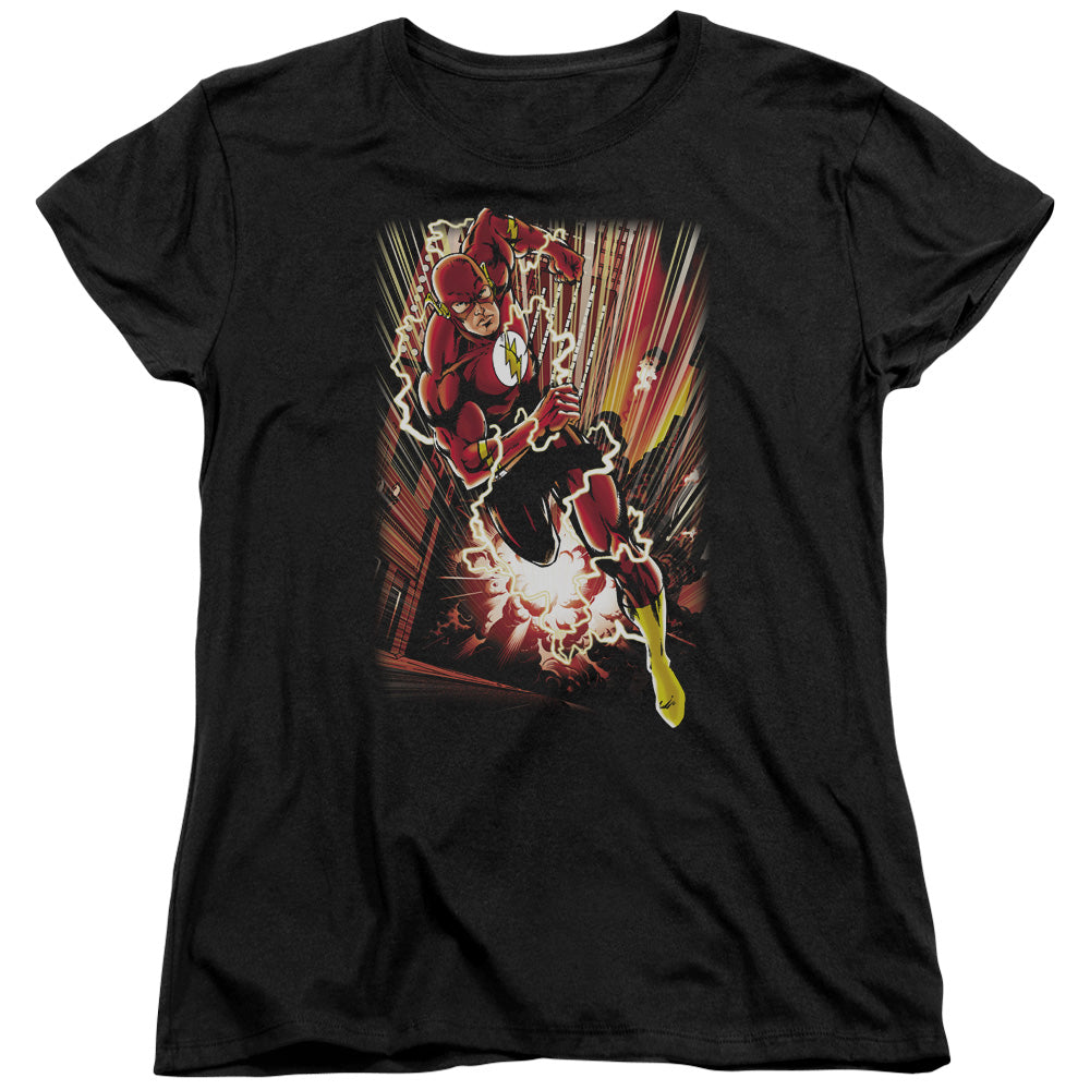 Justice League Street Speed Womens T Shirt Black Officially Licensed