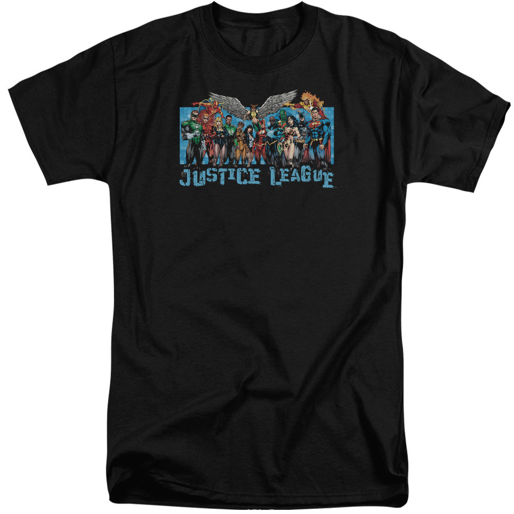 Justice League League Lineup Mens Tall T Shirt Black Officially Licensed