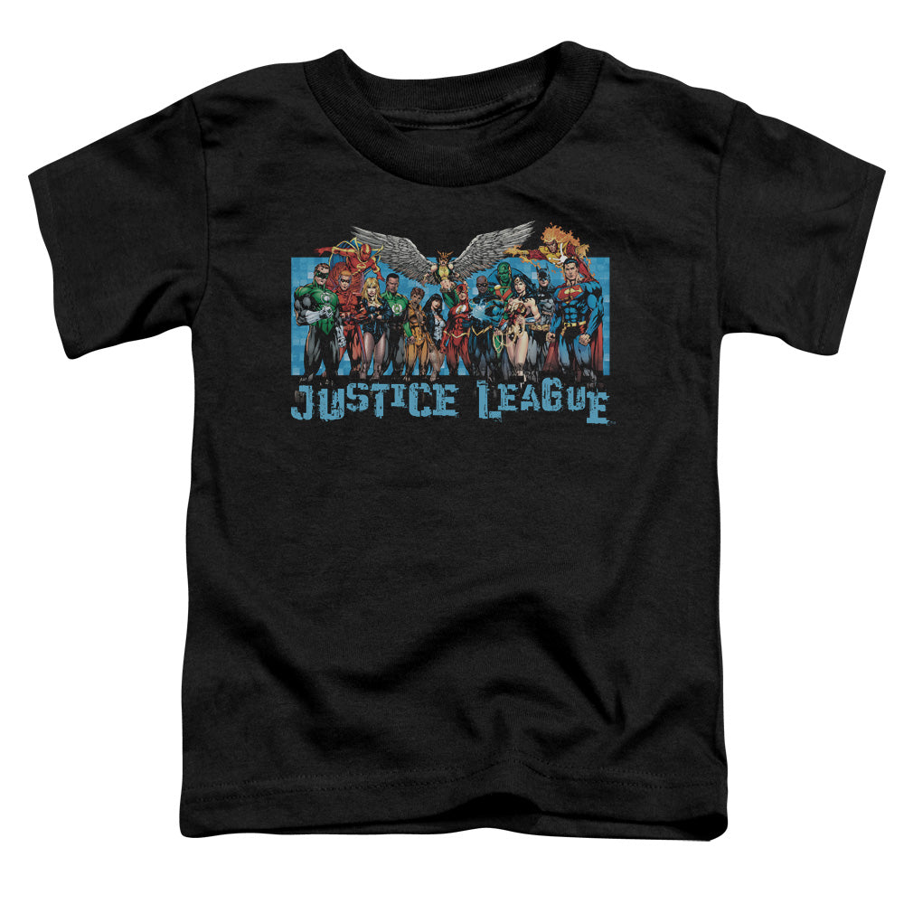 Justice League League Lineup Toddler Kids Youth T Shirt Black Officially Licensed