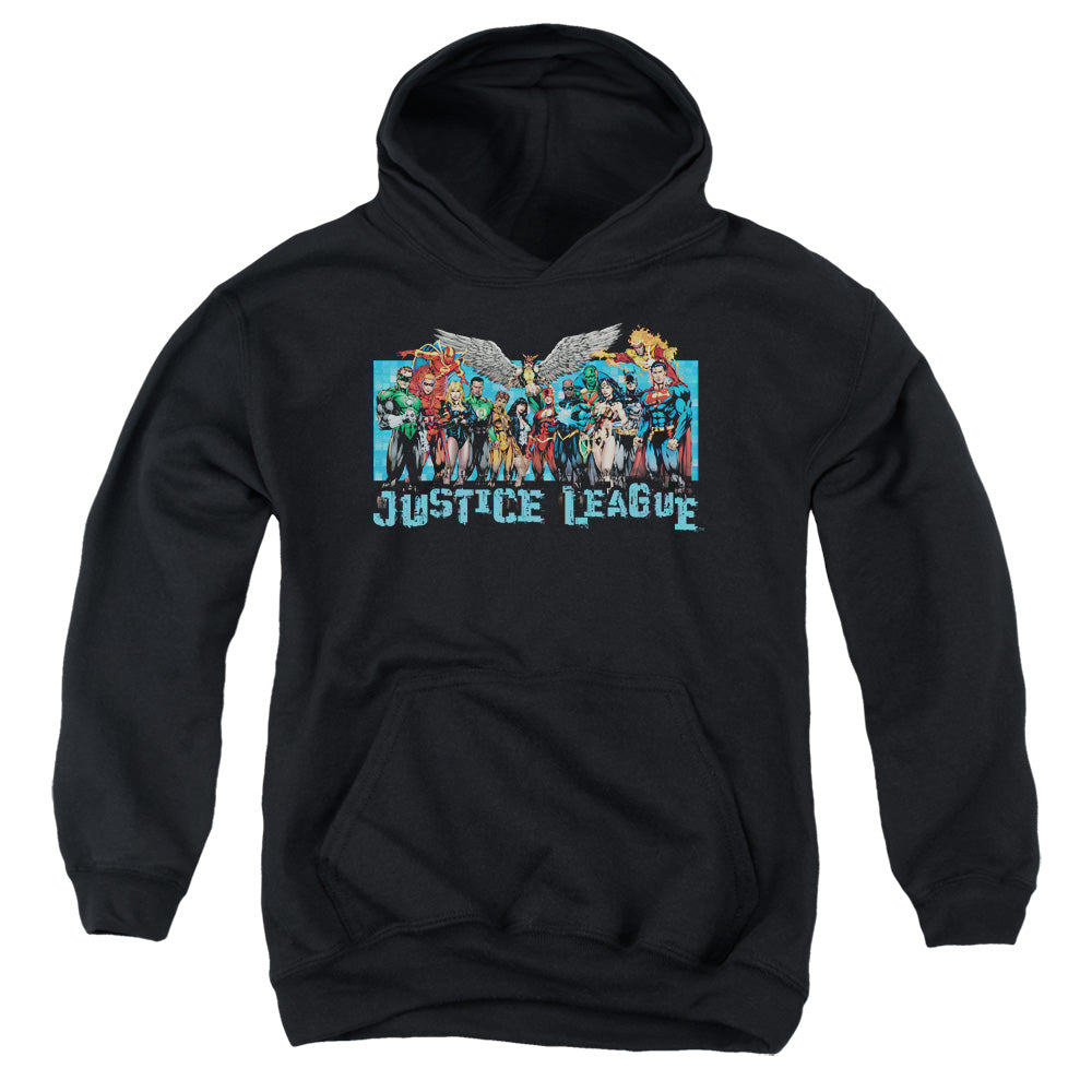 Justice League League Lineup Kids Youth Hoodie Black Officially Licensed