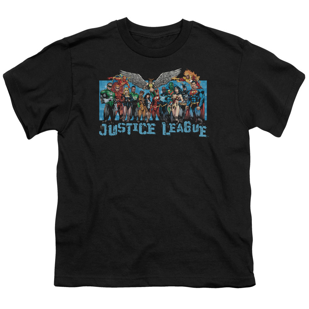 Justice League League Lineup Kids Youth T Shirt Black Officially Licensed