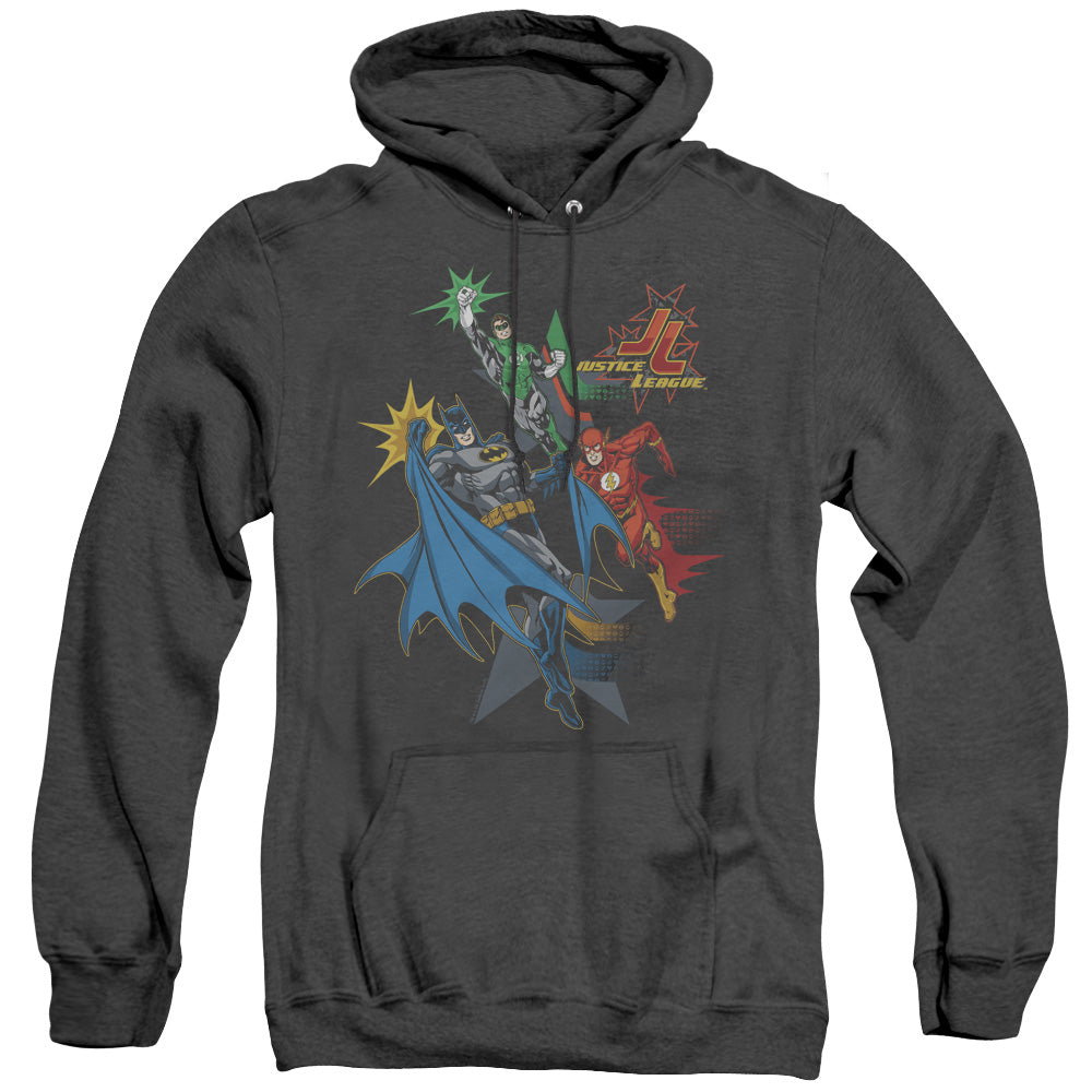 Justice League Action Stars Heather Mens Hoodie Black Officially Licensed