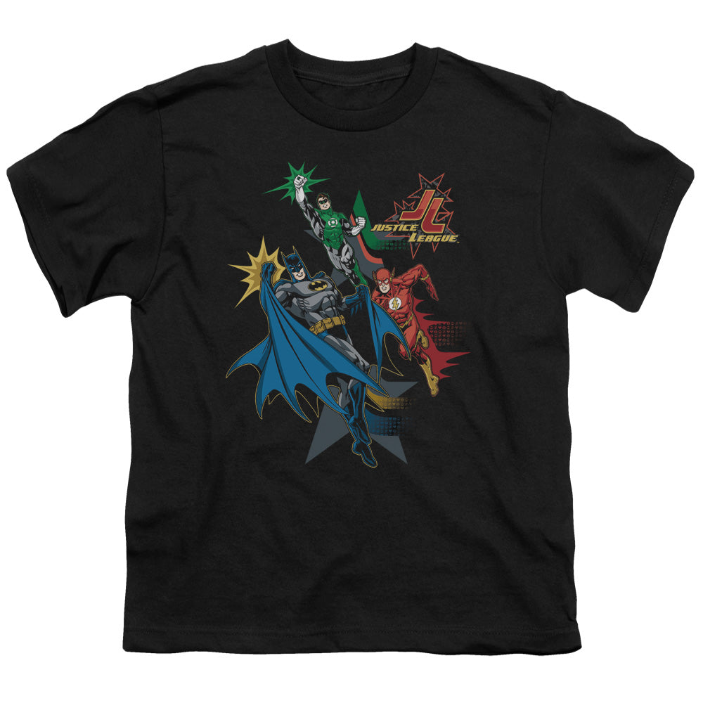 Justice League Action Stars Kids Youth T Shirt Black Officially Licensed