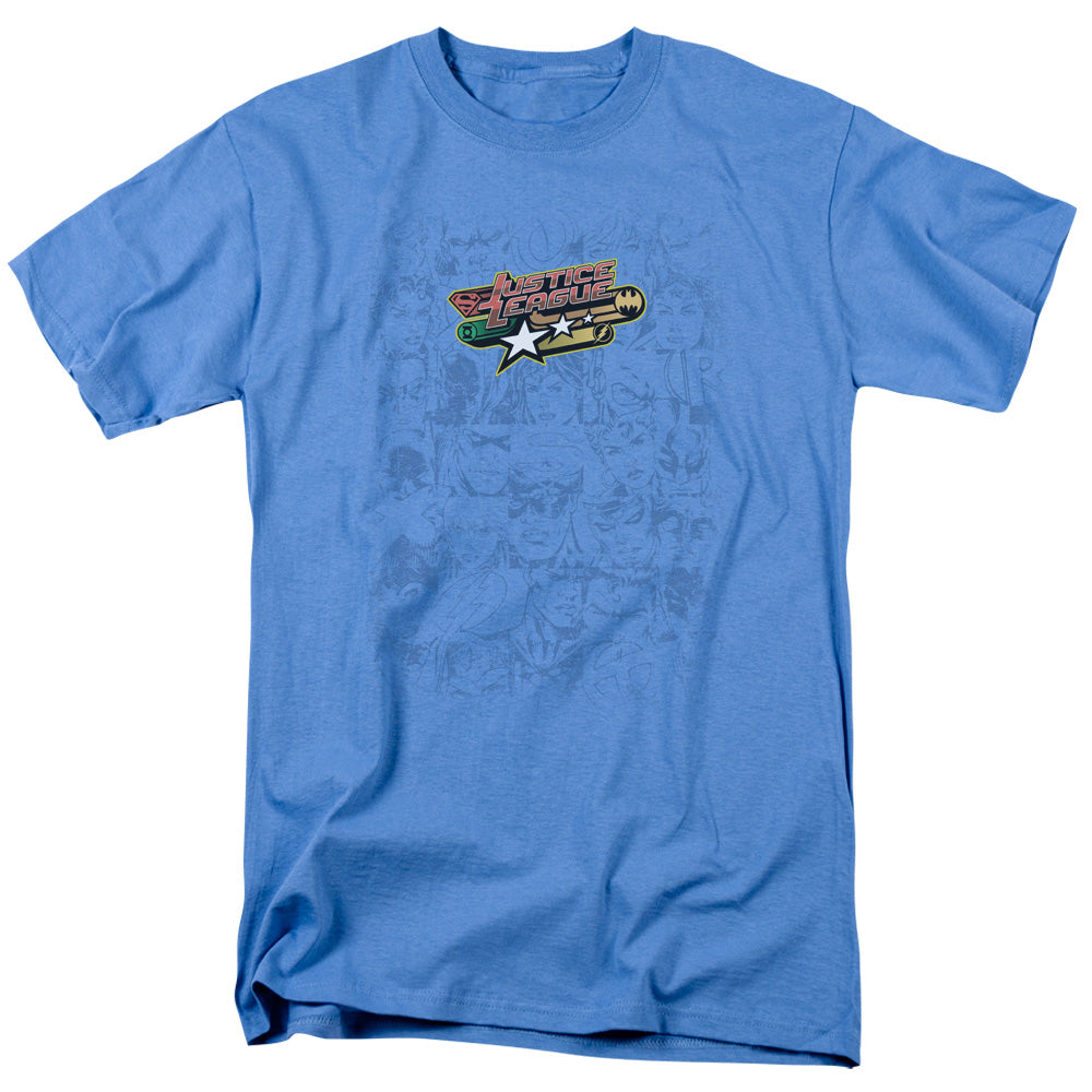 Justice League Of America On Call Mens T Shirt Carolina Blue Officially Licensed